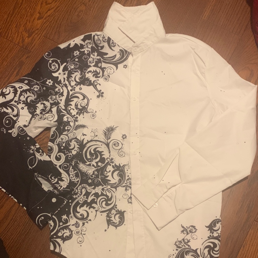 Elegant Black and White Men's Dress Shirt
